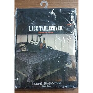 Midnight Lace Fabric Tablecover 60x84 Inch Nylon Halloween Decoration Oblong B14